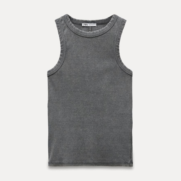 NWT Zara Washed Effect Ribbed Racer back Tank - size L - Picture 3 of 8